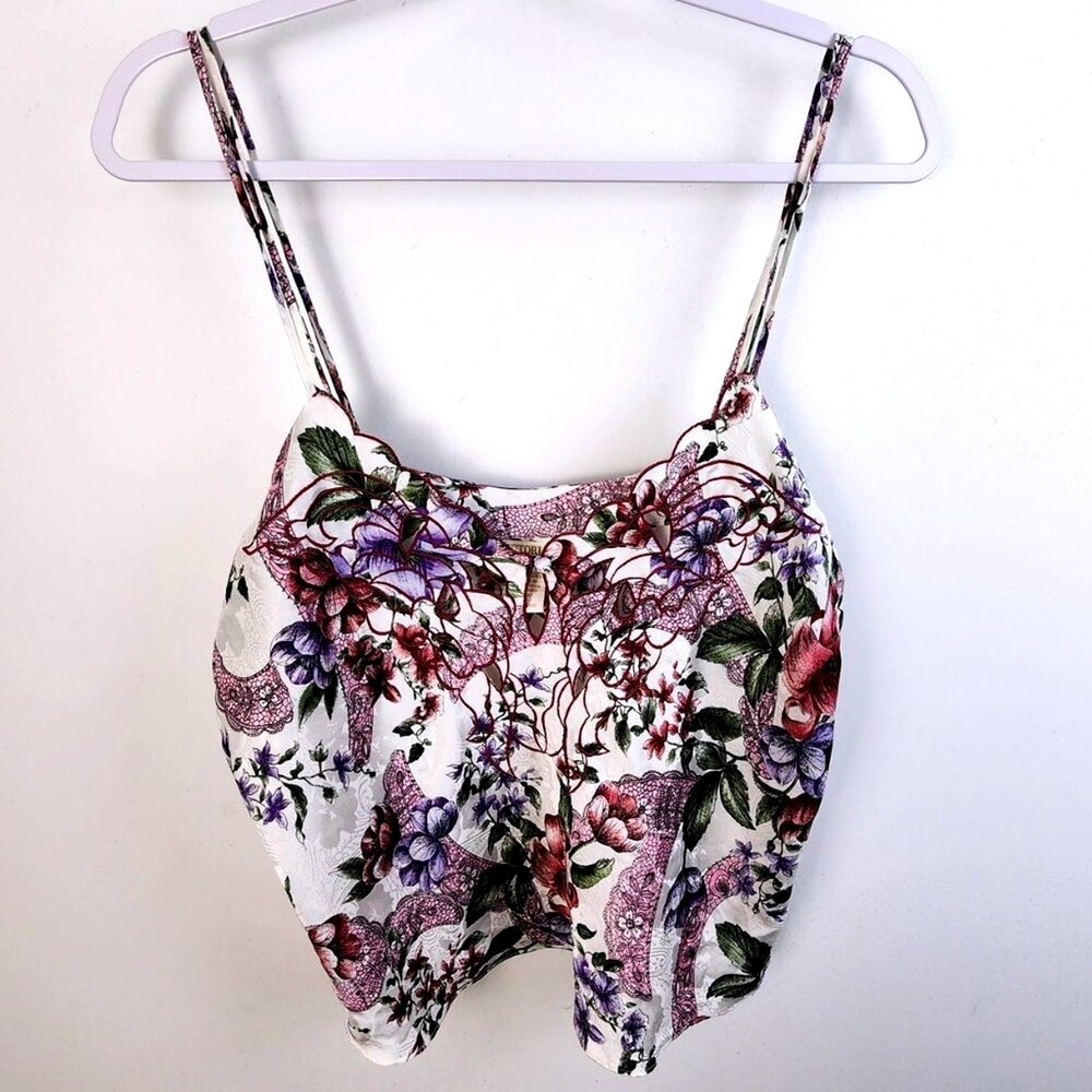 Victoria's Secret Gold Label Floral Lace Trim Cami Tank Top Womens M - Picture 2 of 6
